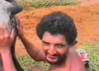Horny fellow is fucking a lovely pony outdoors