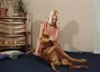 blondin med bruna ränder knullar hund