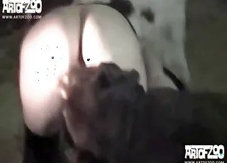 Zoophile with a large ass is banged by a dog